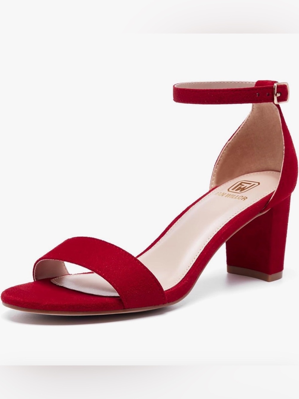 Red Block Heel Ankle-Strap Sandal